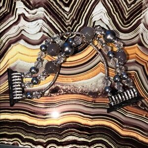 Chic Black & Gray Beaded Women's Apple Watch band